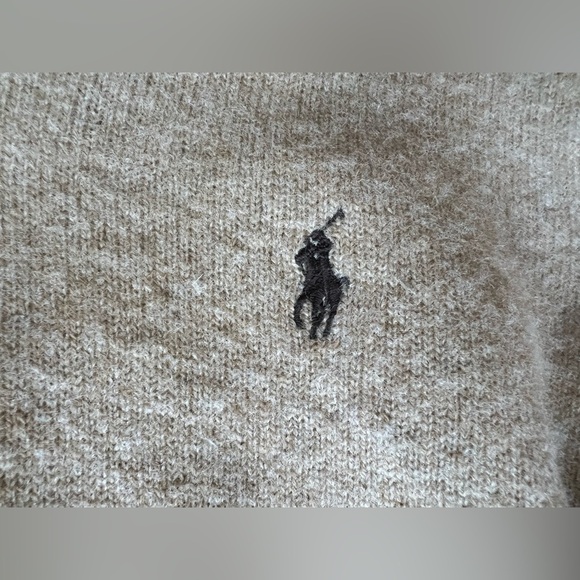 Polo Ralph Lauren super soft 100% lambs wool neutral toned v-neck sweater Size S - Picture 8 of 12